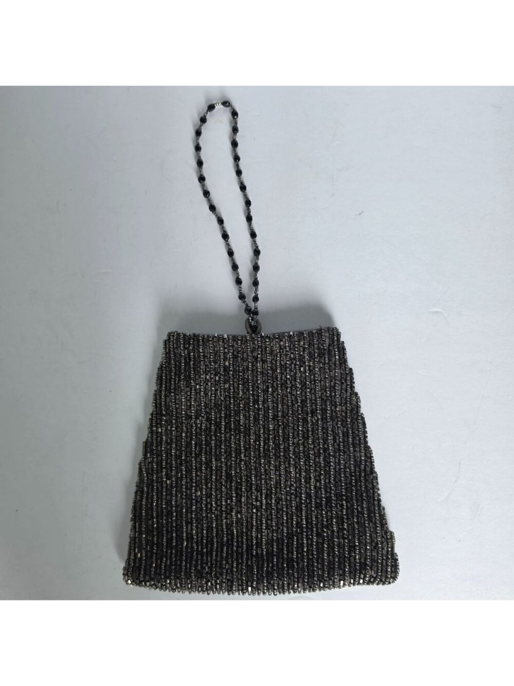 Moyna Black Beaded Evening Bag Vintage Inspired Wristlet Clutch Handbag
